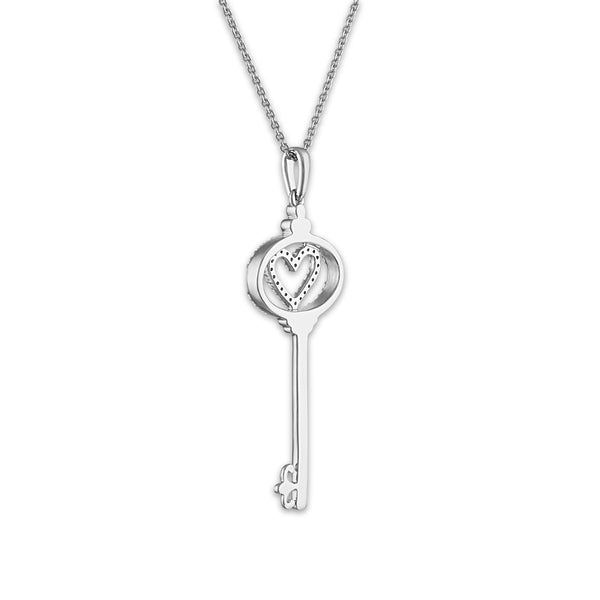 1/7 CTW Diamond Heart Key 18-inch Pendant in 10KT White Gold