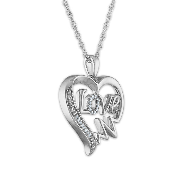 1/16 CTW Diamond Heart 18-inch Pendant in Sterling Silver