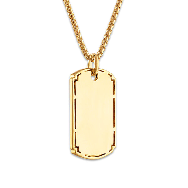 Luxe Layers 1/2 CTW Diamond Nugget Dog Tag 22-inch Pendant in Gold Plated Sterling Silver