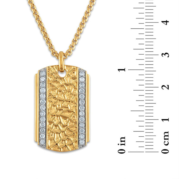 Luxe Layers 1/2 CTW Diamond Nugget Dog Tag 22-inch Pendant in Gold Plated Sterling Silver