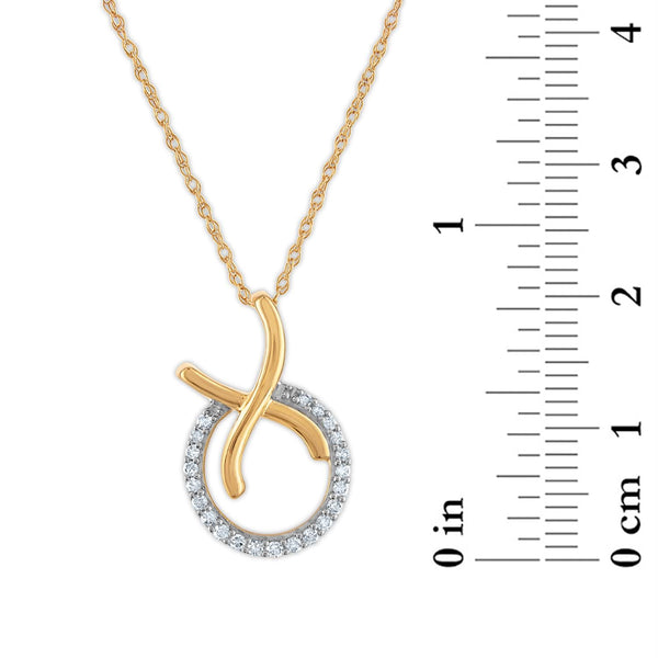 1/10 CTW Diamond XOXO Hugs & Kisses 18-inch Pendant in 10KT Yellow Gold