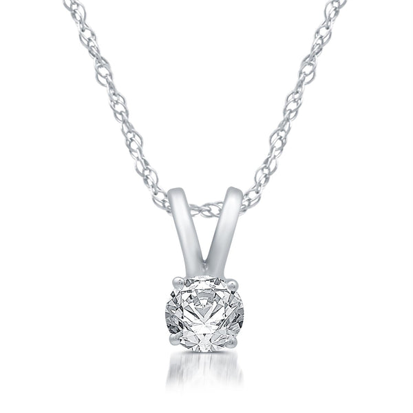 1/2 CTW Diamond Solitaire 18-inch Pendant in 10KT White Gold