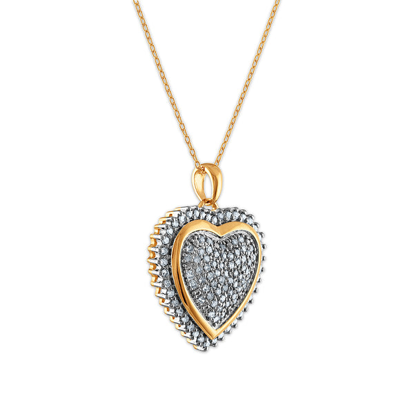 1 CTW Diamond Heart 18-inch Pendant in Yellow Gold Plated Sterling Silver