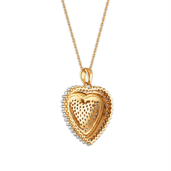 1 CTW Diamond Heart 18-inch Pendant in Yellow Gold Plated Sterling Silver