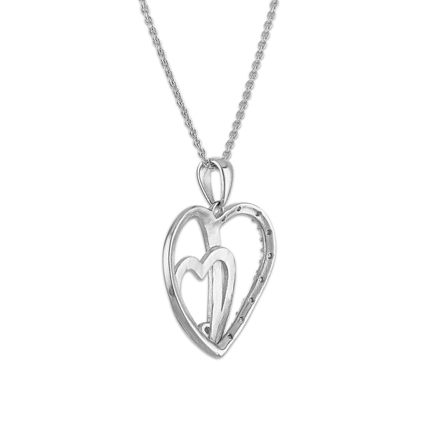 Diamond Accent 18-inch Heart Pendant in Two-Tone Sterling Silver