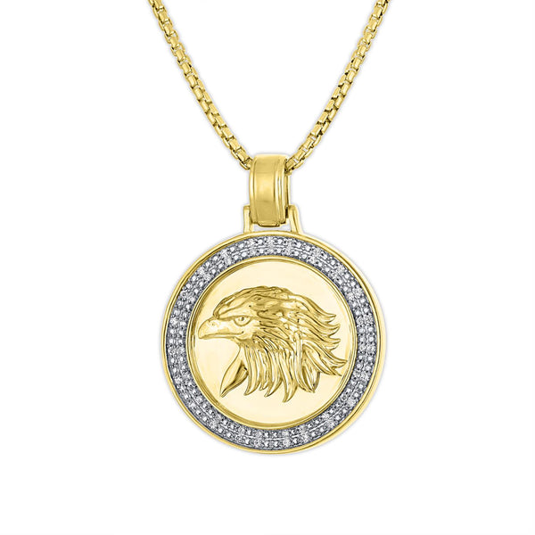 1/4 CTW Diamond 22-inch Eagle Pendant in Gold Plated Sterling Silver