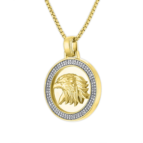 1/4 CTW Diamond 22-inch Eagle Pendant in Gold Plated Sterling Silver