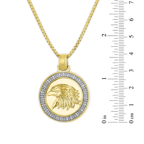 1/4 CTW Diamond 22-inch Eagle Pendant in Gold Plated Sterling Silver