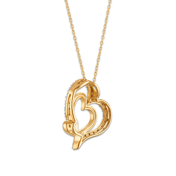 Diamond Accent 18-inch Heart Pendant in Yellow Gold-Plated Sterling Silver