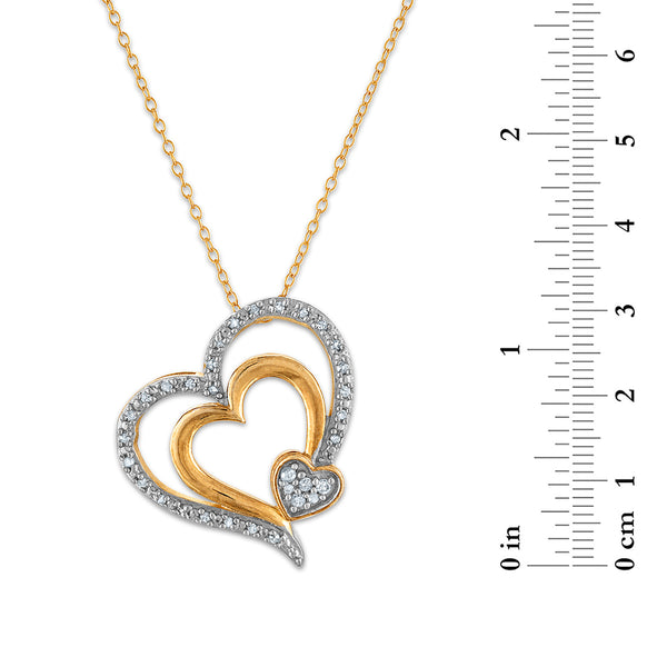 Diamond Accent 18-inch Heart Pendant in Yellow Gold-Plated Sterling Silver