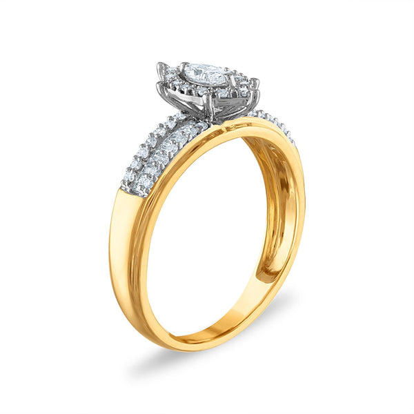 3/4 CTW Diamond Halo Bridal Set Ring in 10KT Yellow Gold