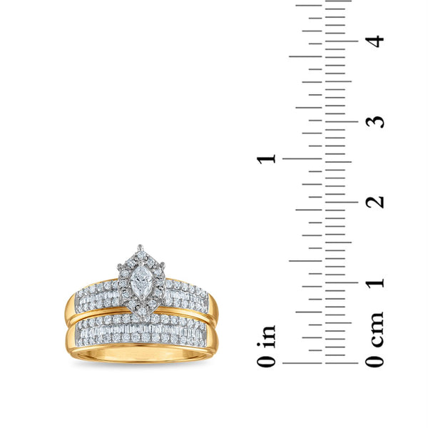 3/4 CTW Diamond Halo Bridal Set Ring in 10KT Yellow Gold