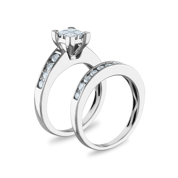 1 CTW Diamond Classic Bridal Set in 10KT White Gold