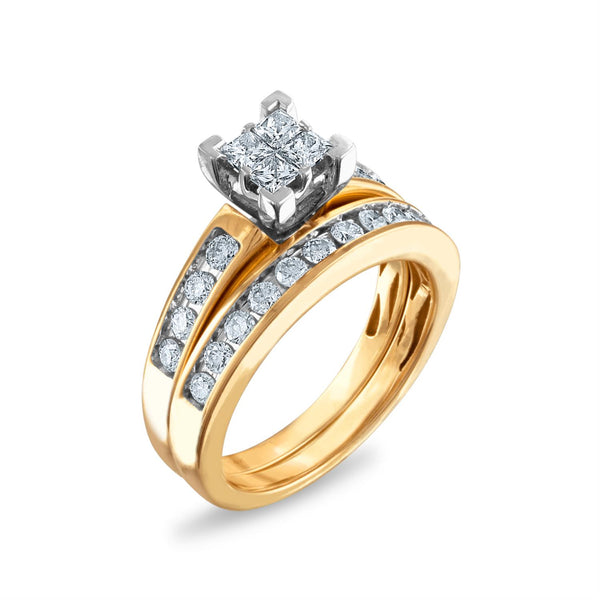 1 CTW Diamond Classic Bridal Set in 10KT Yellow Gold