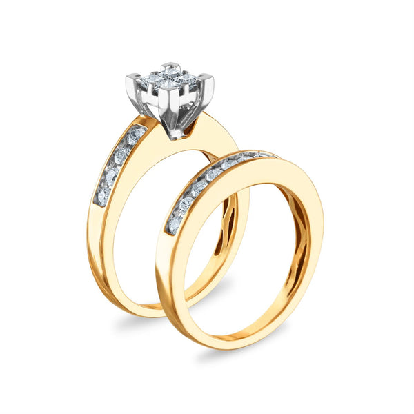 1 CTW Diamond Classic Bridal Set in 10KT Yellow Gold