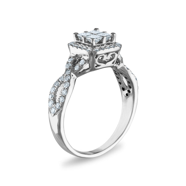 1 CTW Diamond Halo Bridal Set Ring in 10KT White Gold