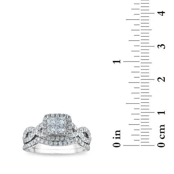 1 CTW Diamond Halo Bridal Set Ring in 10KT White Gold