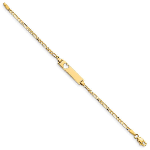 10KT Yellow Gold 5.5-inch 4.3MM Childrens Figaro ID Bracelet