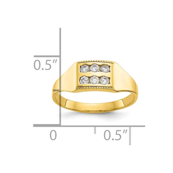 10KT Yellow Gold Cubic Zirconia Childrens Ring; Size 3