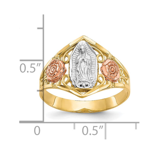 10KT Tri-Color Gold Guadalupe Ring; Size 6