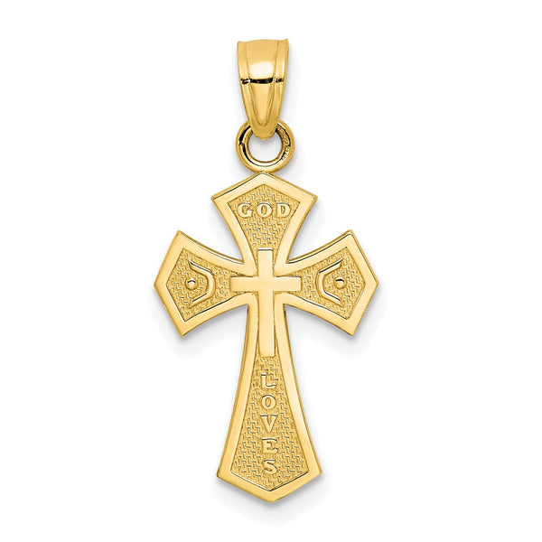 10KT Yellow Gold 25X13MM Diamond-cut Reversible Cross Pendant. Chain Not Included