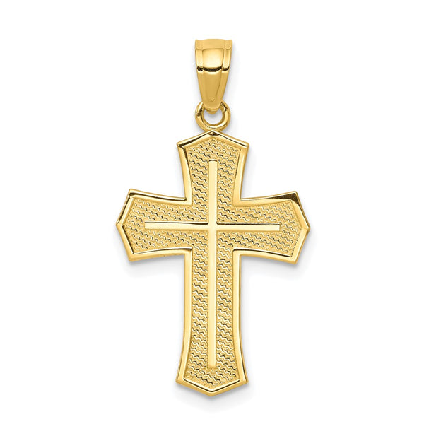 10KT Yellow Gold 28X16MM Reversible Cross Pendant. Chain Not Included