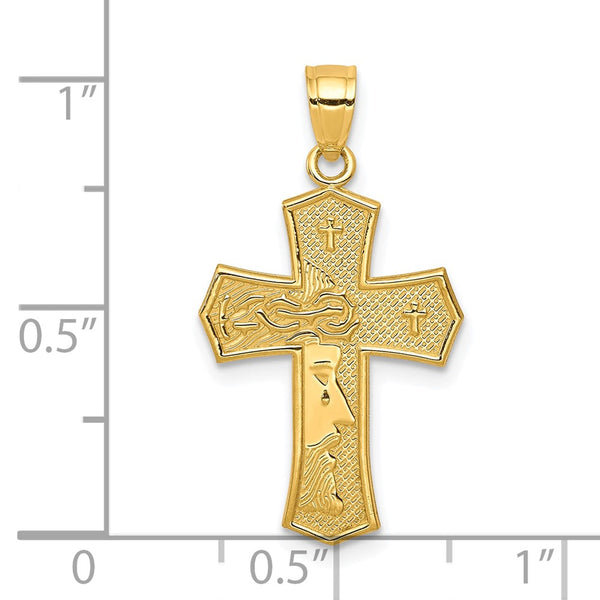 10KT Yellow Gold 28X16MM Reversible Cross Pendant. Chain Not Included