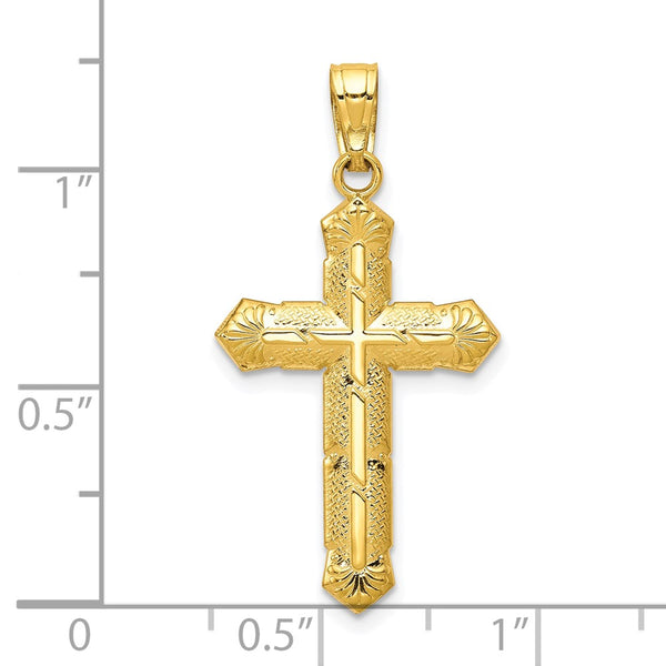 10KT Yellow Gold 30X16MM Cross Pendant. Chain Not Included