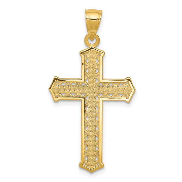 10KT Yellow Gold 35X19MM Cross Pendant. Chain Not Included