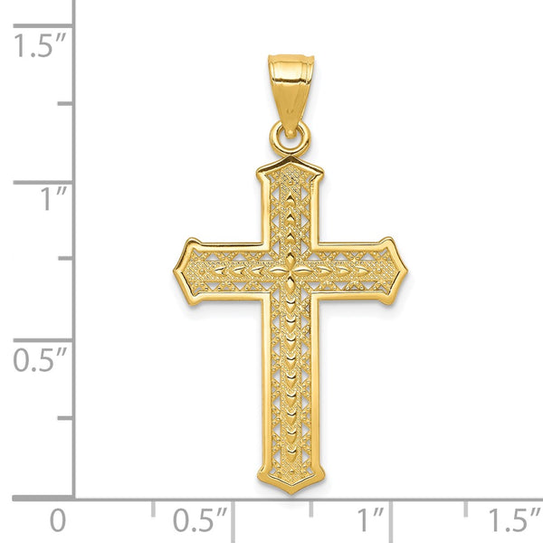 10KT Yellow Gold 35X19MM Cross Pendant. Chain Not Included