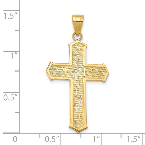 10KT Yellow Gold 35X21MM Cross Pendant. Chain Not Included