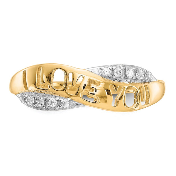 10KT Yellow Gold Cubic Zirconia Love Ring; Size 6