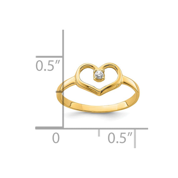 10KT Yellow Gold Cubic Zirconia Heart Baby Ring; Size 2