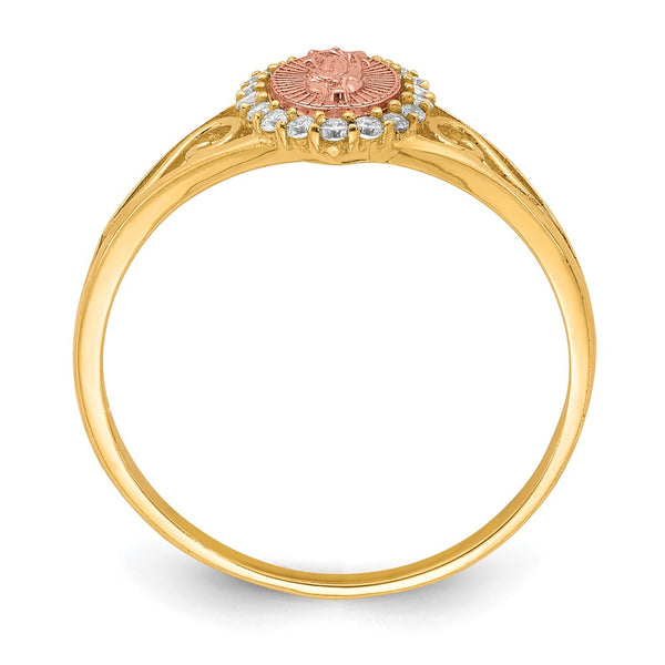 10KT Yellow and Rose Gold Cubic Zirconia Guadalupe Ring; Size 8