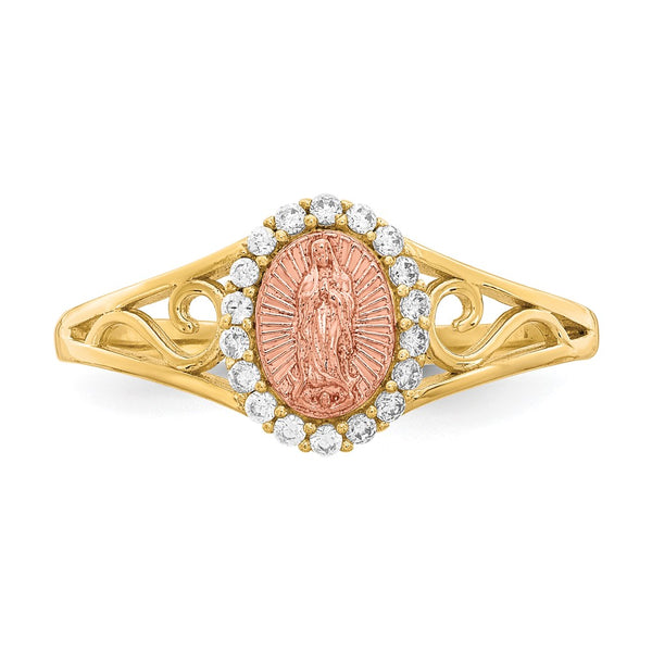 10KT Yellow and Rose Gold Cubic Zirconia Guadalupe Ring; Size 8