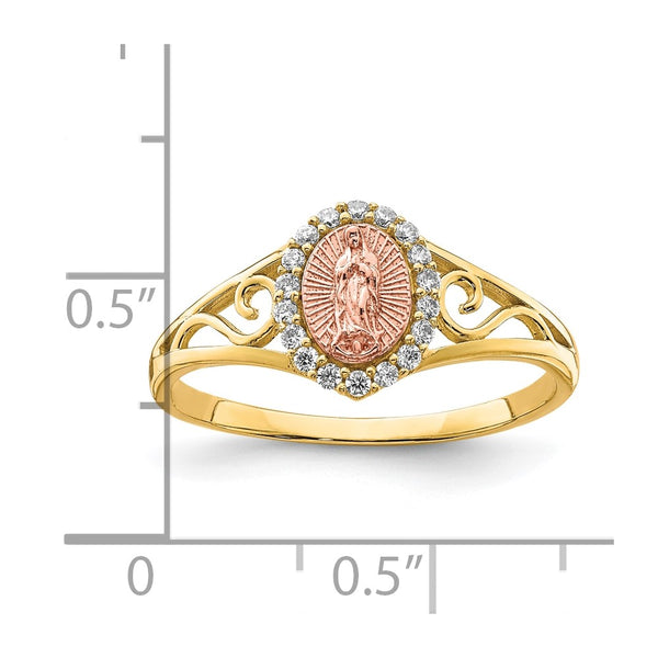 10KT Yellow and Rose Gold Cubic Zirconia Guadalupe Ring; Size 8