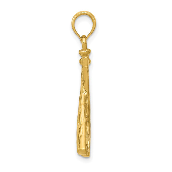 10KT Yellow Gold 29X13MM Baseball Pendant. Chain not Included