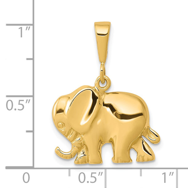 10KT Yellow Gold 25X17MM Elephant Pendant. Chain Not Included