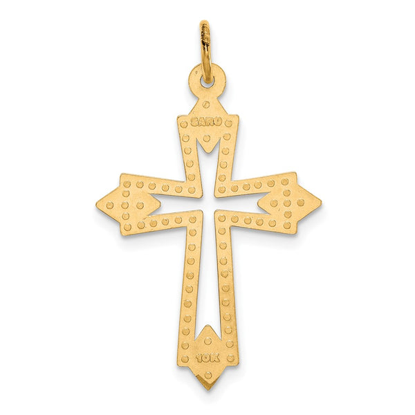 10KT Yellow Gold 30X21MM Diamond-cut Cross Pendant. Chain Not Included