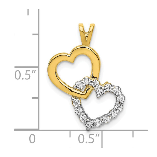 10KT Yellow Gold Cubic Zirconia 21X15MM Heart Pendant. Chain Not Included