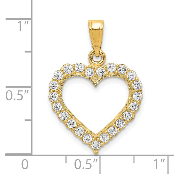 10KT Yellow Gold Cubic Zirconia 20X25MM Heart Pendant. Chain Not Included