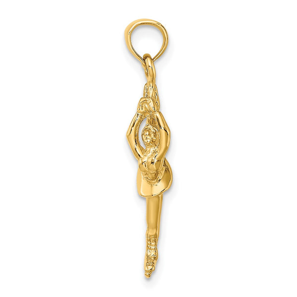 10KT Yellow Gold 21X6MM Three Dimensional Figure Skater Charm