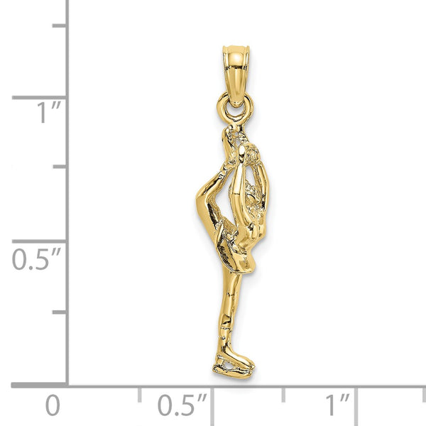 10KT Yellow Gold 21X6MM Three Dimensional Figure Skater Charm