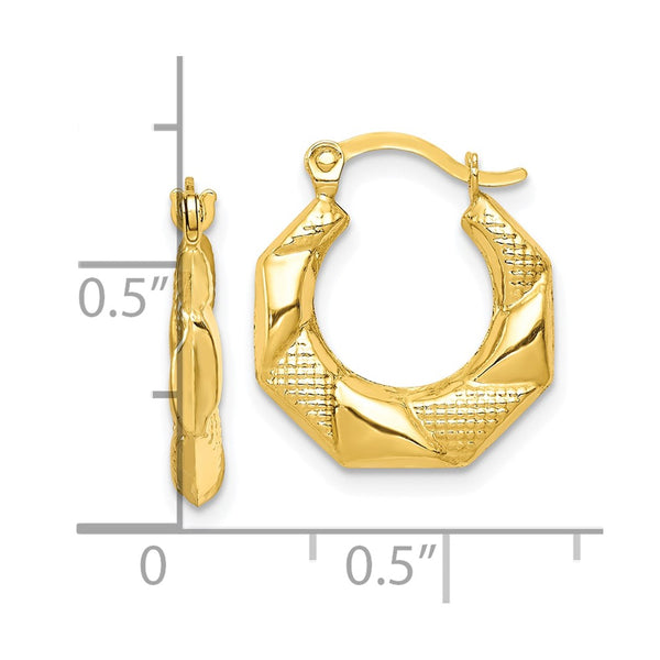 10KT Yellow Gold 16X14MM Hoop Scalloped Earrings