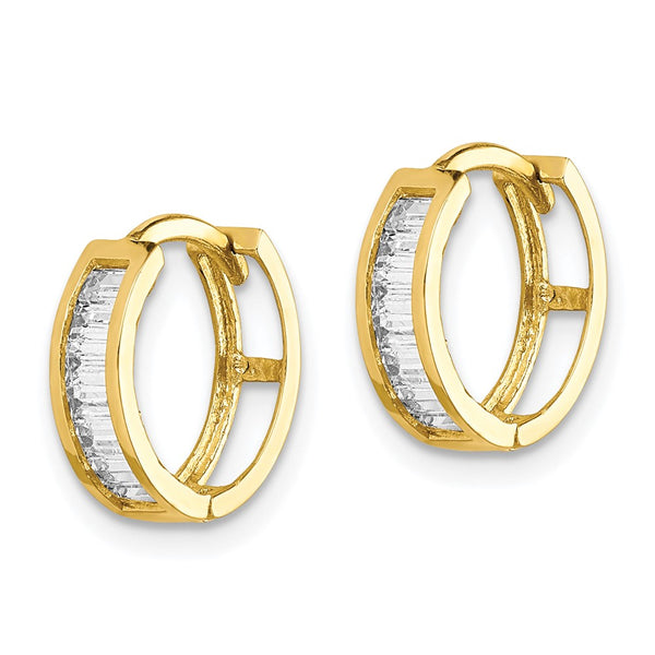 10KT Yellow Gold Cubic Zirconia Hinged Hoop Earrings