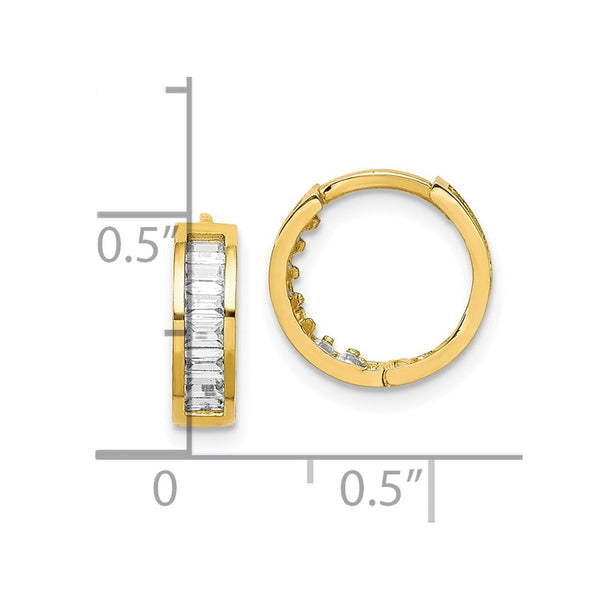 10KT Yellow Gold Cubic Zirconia Hinged Hoop Earrings