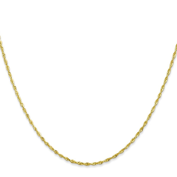 10KT Yellow Gold 20-inch 1.5MM Diamond-cut Lobster Clasp Rope Extra-Light Chain