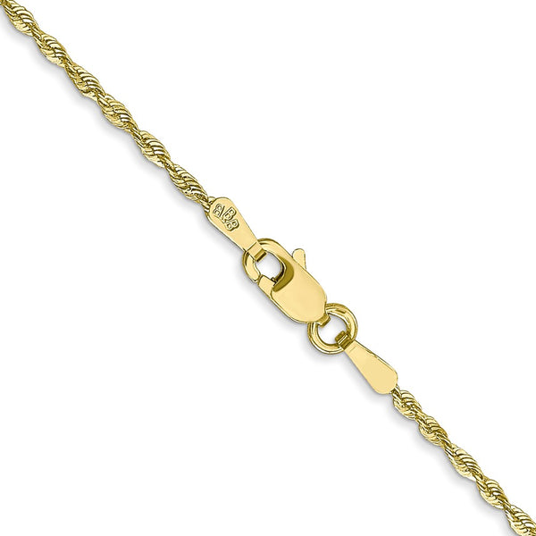 10KT Yellow Gold 18-inch 1.5MM Diamond-cut Lobster Clasp Rope Extra-Light Chain