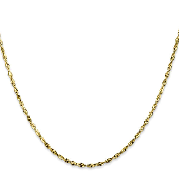 10KT Yellow Gold 24-inch 1.8MM Diamond-cut Lobster Clasp Rope Extra-Light Chain