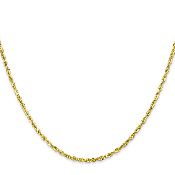 10KT Yellow Gold 20-inch 2MM Diamond-cut Lobster Clasp Rope Extra-LIght Chain